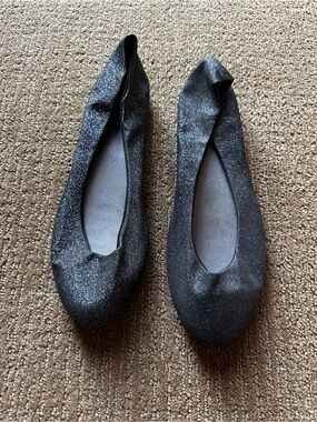 LOWER EAST SIDE Black Glitter Foldable Ballet Flats woman’s size 11 Night out